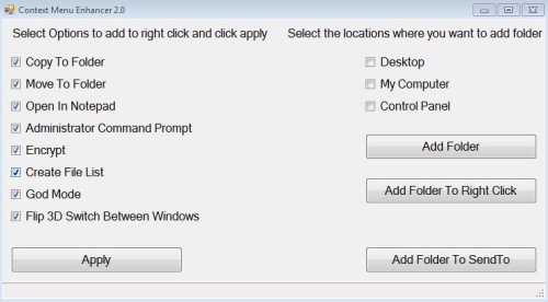 context menu