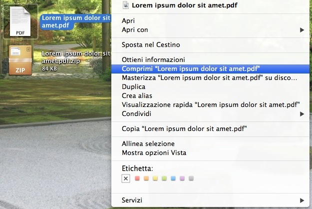come zippare un file PDF con Mac
