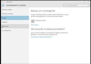 Creare backup su Windows 10